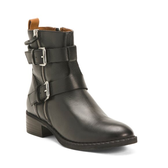 GENTLE SOULS Black Leather Leather Brena Ankle Booties